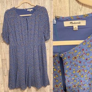 Madewell floral keyhole dress size 10 blue